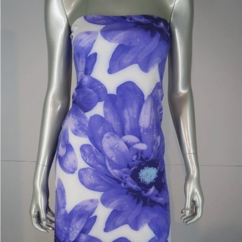 Laundry by Shelli Segal Floral Strapless Dress in Purple and White